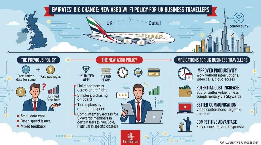 Emirates’ Big Change: What the New A380 Wi-Fi Policy Means for UK Business Travellers
