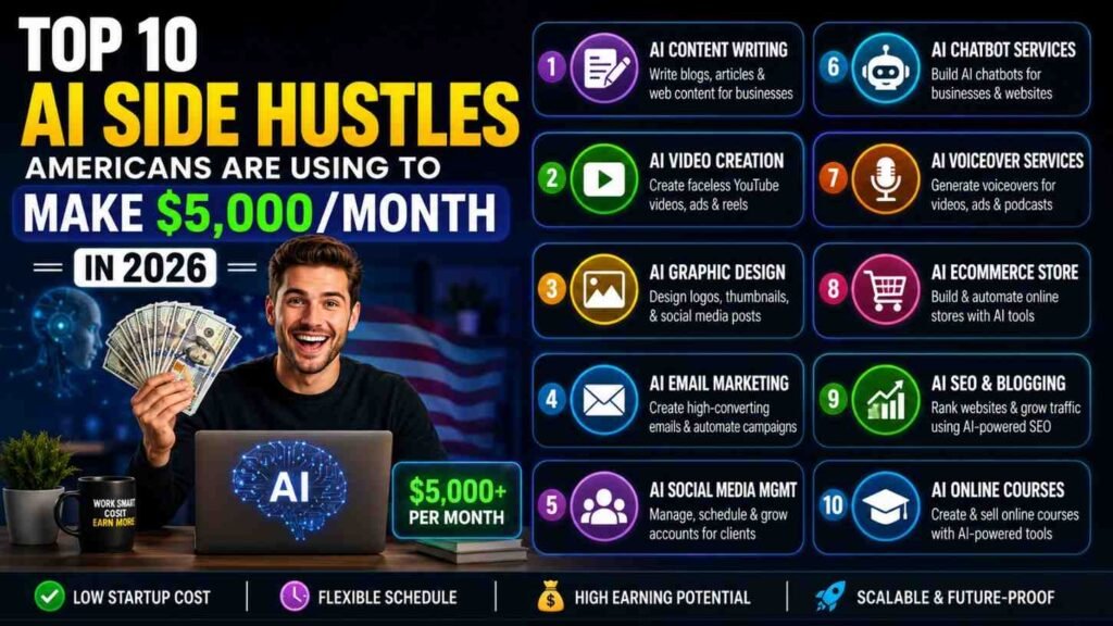 Top 10 AI Side Hustles Americans Are Using to Make $5,000/Month in 2026
